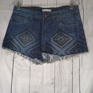 Adam Levine Denim Blue Patterned Women's Shorts